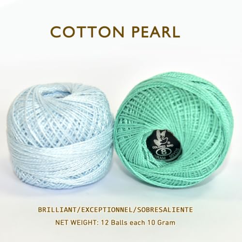Double Mercerized Egyptian Long Staple Cotton Pearl Thread Ball 10 Grams Rainbow Color 12 Colors per Box for Crochet Hardanger Kniting Hand Sewing,Citrus Pop PrimaryPalette - color: Citrus Pop Primary Palette