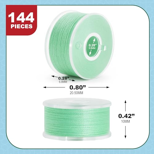 Mandala Crafts Mint 15J SA156 Prefilled Bobbin Thread, 144 PCs - color: Mint, size: Size A 144 X 142 Yards