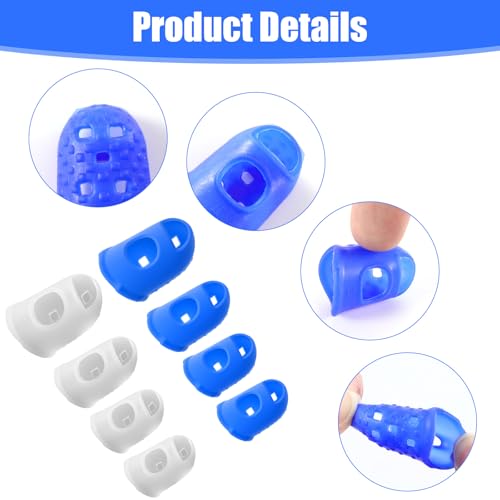 16 Pcs Thimbles for Hand Embroidery, Thumb Protectors 4 Size Silicone Thimble Fingertip Grips Rubber Pads Cover Breathable Pads Cover for Paper Sorting Money Counting Sewing Guitar Playing