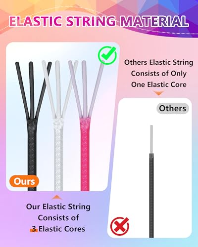 FIVEIZERO 2 Rolls Elastic Bracelet String Total 330 Feet,1.0mm,1.2mm,1.5mm Elastic Cord for Beading Stretchy String with Beading Needle for Bracelets, Sewing, Necklace, Jewelry Making and Crafts - size: 1MM, style: Black White