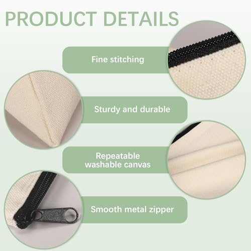 OKBA Blank Canvas Bag Zipper Pouch Makeup Bags Bulk - Multi-Purpose Canvas Pouch with Sturdy Zipper, Cosmetic Bag Travel Toiletry Bag for DIY Craft Projects, Storage 7.3 x 4.7 inches - color: Blank canvas bags*30pcs