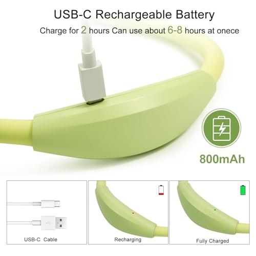LED Neck Book Light, Reading Light, USB-C Rechargeable, Hands Free, 4 Super Bright LED Bulbs, 3 Adjustable Brightness, Best for Reading in Bed, Knitting, Walking, Jogging, Mending (Green) - color: Green