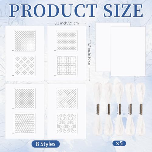Booson 28 Pcs Thread Kit Sashiko Needles Denim Fabric