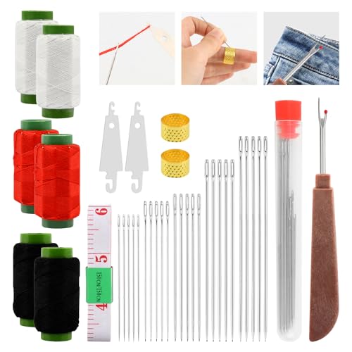 37 PCS Sewing Kit, Big Eye Steel Sewing Needle for Hand Sewing