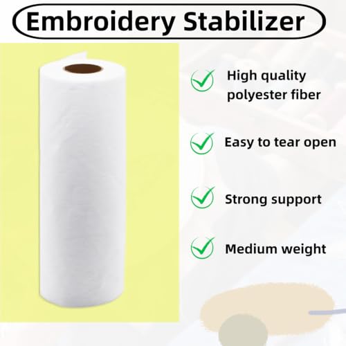 Tear Away Embroidery Stabilizer Backing, Medium Weight, 12" x 25 Yd Roll