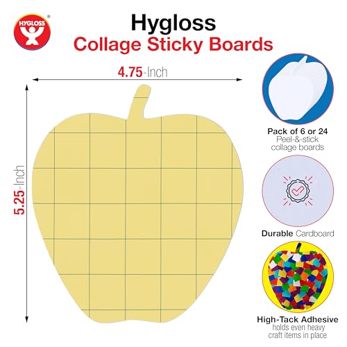 Hygloss Sticky Apple Craft Boards - 24 Pack 5-Inch Self Stick Collage Boards for Kids - Peel & Stick Mounting Boards for Art Projects, School Crafts, Classrooms, and DIY Displays - size: 24-Pcs, style: Apple 5"