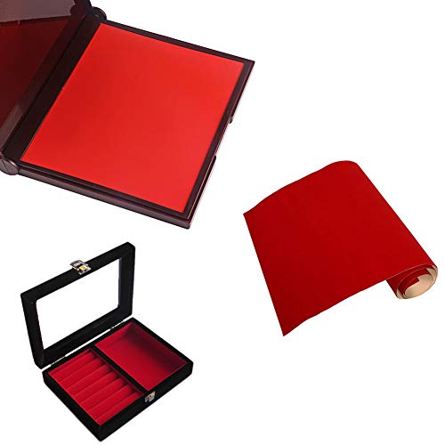 Mesheshe 2PCS Self Adhesive Sheets, DIY Peel & Stick Felt for Drawer & Jewelry Box Liner, Solid Color Felt Wallpaper (14.6" x 39.4", Red) - color: Red