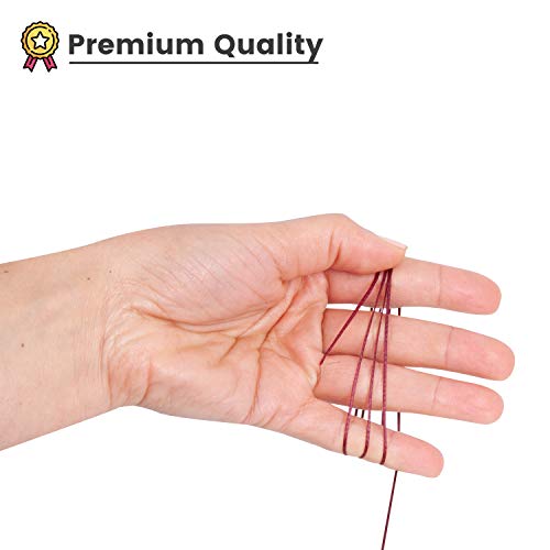 Waxed Thread, Strong Thread for Leather, Upholstery, Shoe, Bag, incl. Needle (Colour: Bordeaux) - color: Bordeaux