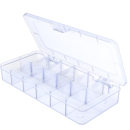 Plastic Organizer Box,12 Grid Tackle Box Organizer with Adjustable Dividers - color: Clear, size: 1x 12 Grids