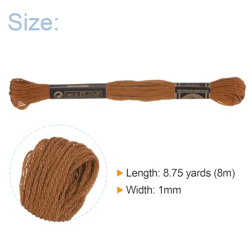HARFINGTON 12 Skeins Embroidery Floss 8m Each Egyptian Long Fiber Cotton Cross Stitch Thread 26S/2x6 for Embroidery Projects Bracelet, Light Brown - color: Light Brown