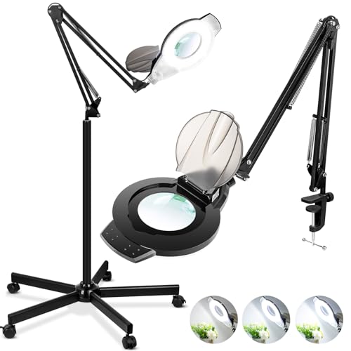 2200 Lumens Mag Lamp for Estheticians, 2-in-1 Magnifier Floor Light - color: Black