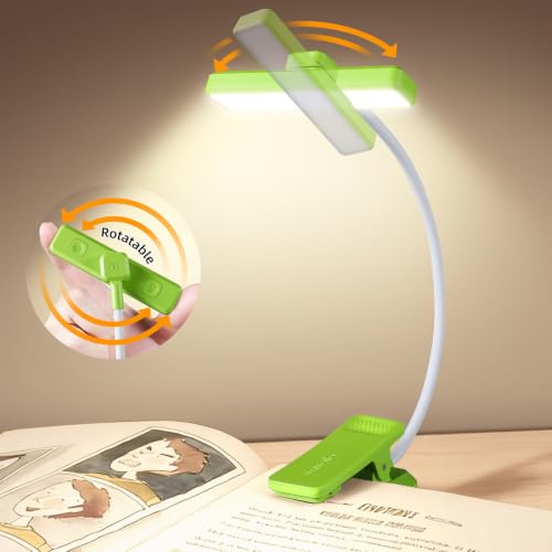 VAVOFO 24 LEDs Rotatable Book Light, Rechargeable Clip Reading Lamp - color: Neon Green
