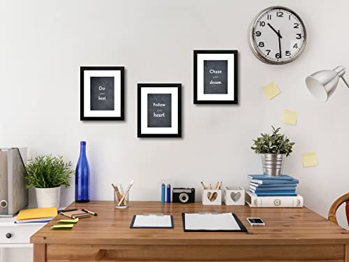 8x10 Picture Frame Set of 3 with Real Glass for Pictures 5x7 with Mat or 8x10 Without Mat, Wall Mounting or Tabletop display Photo Frames in Black - color: Black, size: 8x10(set of 3)