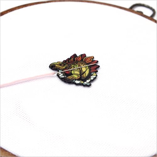 Awesome Pattern Studio Needle Minder Set - Stegosaurus Magnetic Needle Minder. Enamel Pin for Cross Stitch, Embroidery and Craft (Set #2) - color: Set #2