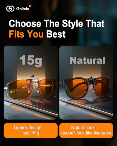 Goiteia Orange Blue Light Blocking Clip On Glasses for Sleep/Gaming