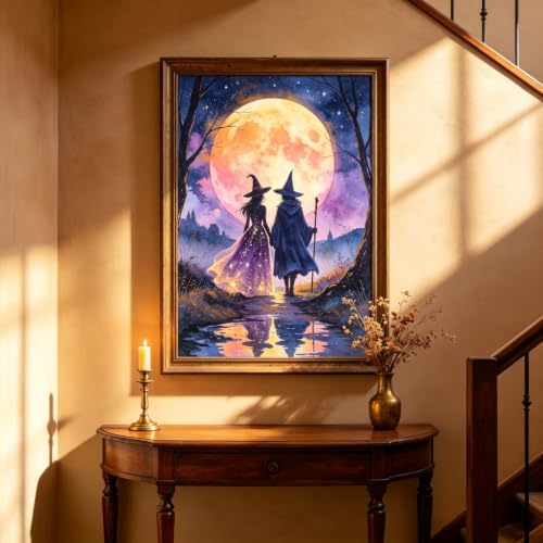 5D Halloween Diamond Painting Kits for Adults, Witch Diamond Art Kit - color: KM1133-1