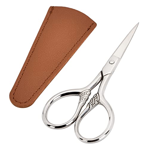 Small Facial Hair Scissors, Stainless steel (silver) Straight Tip - color: Silver