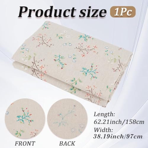 1.06 Yards 62.21 Inch Floral Linen Fabric Colorful Flowers Vintage Upholstery Linens Flaxen Quilting Cloth Fabrics for Sewing Making Garment Wallet Gift Wrapping Cloths DIY Craft Supply - size: 1580MM, style: Flower