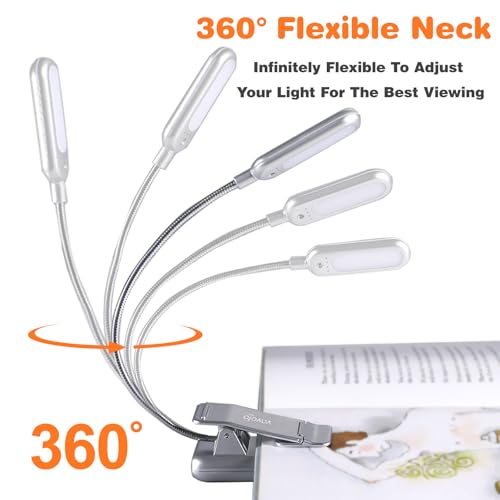 VAVOFO Rechargeable Reading Light, Clip on Book Light for Reading in Bed - color: Silver