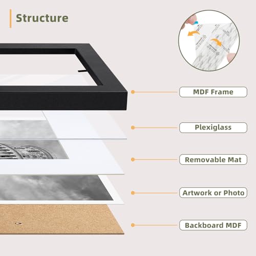 HappyHapi 4x6 Picture Frame Set of 5, Wall or Tabletop Display, Black - color: Black, size: 4x6