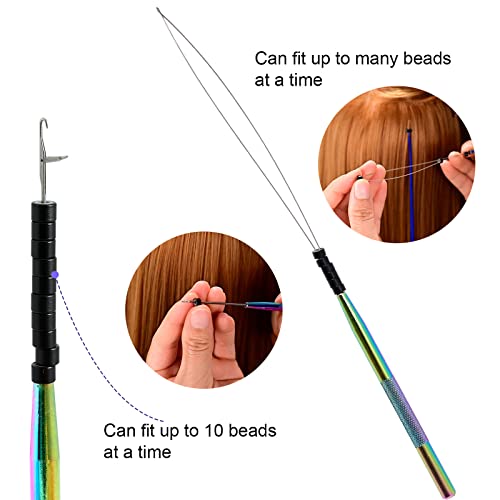 NEWISHTOOL Stainless Steel Hair Extension Loop Tool Kit Beads Device Tool - color: Neon