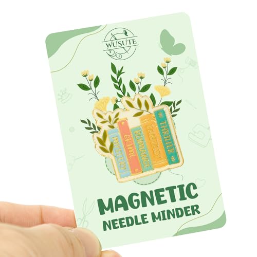 WUSUTE Book Lover‘s Needle Minder for Cross Stitch, Bookshelf Needle Minder Magnet for Organizing, Embroidery Sewing Needle Holder Needlework Accessories