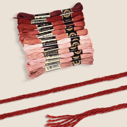 12 Skeins 6 Strands Red Brown Embroidery Thread for Hand Sewing - color: Light Red