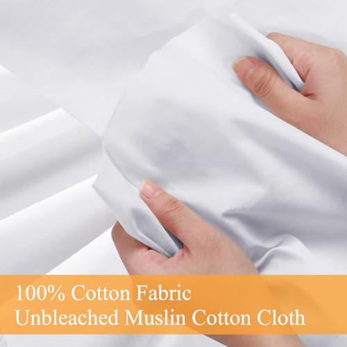 VitalCozy Unbleached Cotton Muslin Fabric Textile Wide Polyester Cotton Linen Material Embroidery Muslin Quilting Fabric by Yard for Sewing Apparel Painting(1.64 x 30 yd,White) - color: White, size: 1.64 x 30 yd