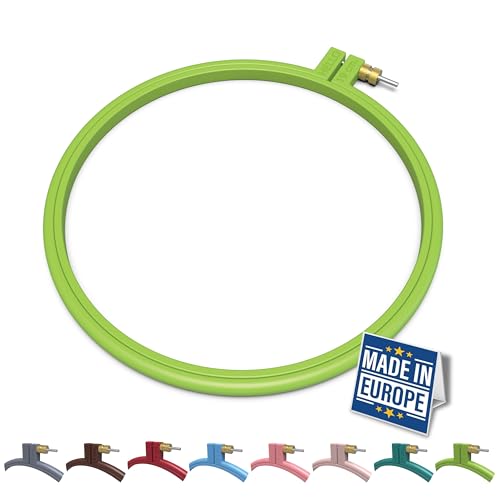Maker Susan Plastic Embroidery Hoop, Hello Series Cross Stitch Hoops for Beginners, Punch Needle Hoop, Embroidery Frames for Sewing, Needlework, Embroidery Projects (Neon Green, Medium 7.5" (19 cm)) - style: Neon Green