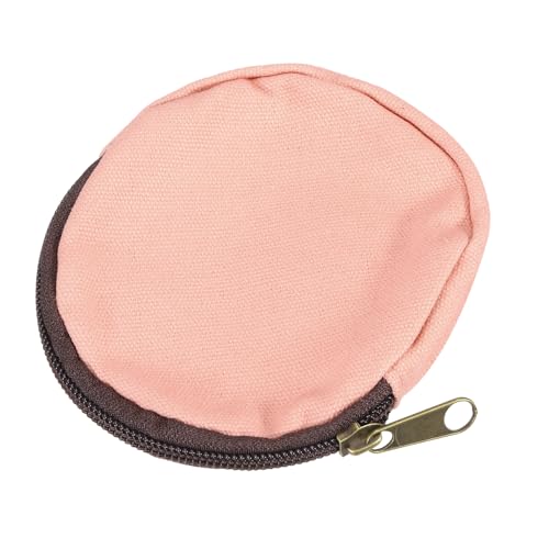 uxcell Mini Canvas Coin Purse Pouch, 3.9" Blank Round Mini Coin Wallet Small Change Purses Portable Organizer Bags with Zipper for Women Men Home DIY, Pink - color: Pink