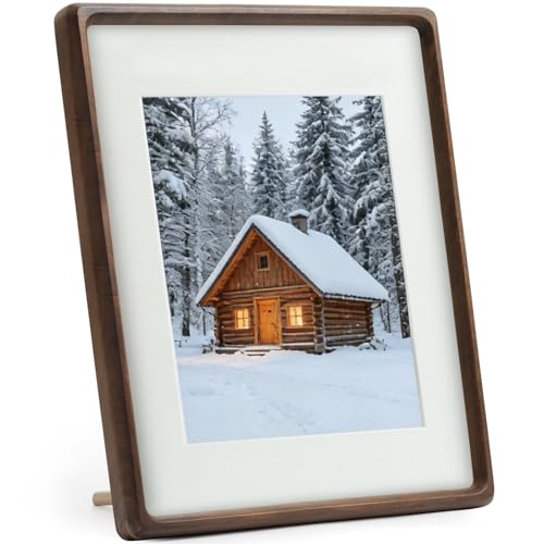 11x14 Picture Frames Walnut Solid Wood with Real Glass - size: 11×14