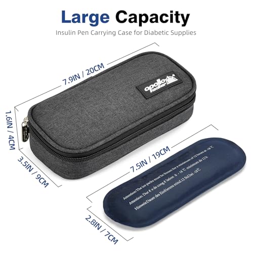 apollo walker Insulin Cooler Travel Case with Ice Packs and Insulation - color: Black, size: Small