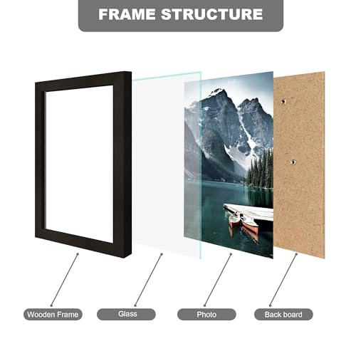 Hongkee 5.5 x 8.5 Diploma Frame - Made of Real Glass and Black Wooden Frame, 5.5 by 8.5 Photo for Wall or Tabletop Display, 3 Pack - color: Black, size: 5.5x8.5 in