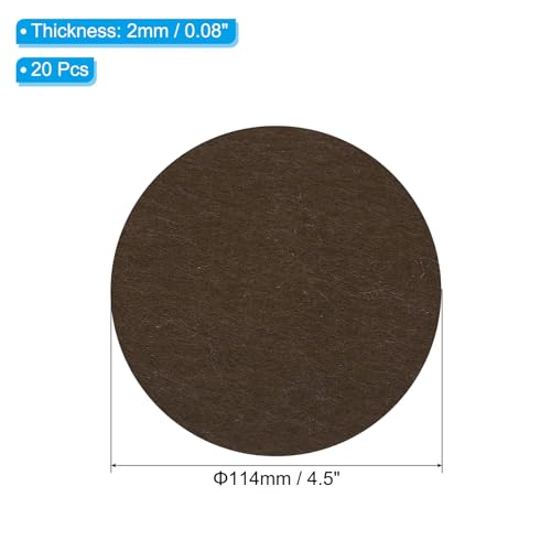 PATIKIL 4.5 Inch Diameter Lamp Base Felt, 20Pack 2mm Thickness Round Soft Adhesive Non-Slip Anti-Scratch Backed Felt for Lamp Furniture DIY Craft, Coffee - color: Coffee, size: 4.5 Inch