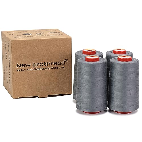 New brothread 4 Large Cones All Purpose Polyester Thread -Grey - color: 4xGrey