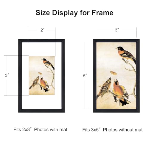 BKABOT 3x5 Black Aluminum Photo frames 3 Pack HD Glass Mat 2x3 Wall Table - color: Black, size: 3x5