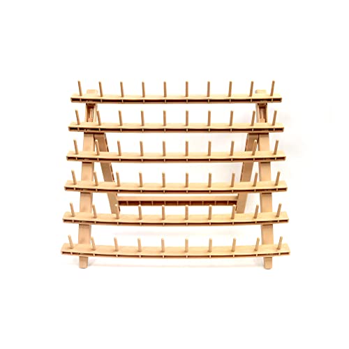 Laflare Braid Rack 60 Spools, PP Braiding Hair Stand, Thread Rack, Sewing Organizer, Quilting, Embroidery - Versatile Extension Holder - color: 1. Wood Color