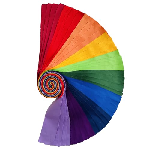 100% Cotton Jelly Roll Fabric Strips for Quilting and Sewing- Solid Colors - color: Five Solid Colors