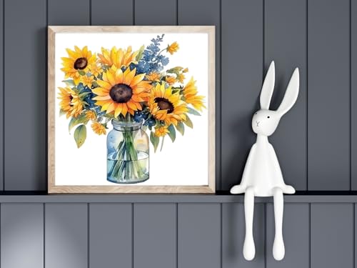 HKLIOPU Stamped Cross Stitch Kits - Sunflower Flower Embroidery Starter Kit for Adult Beginners, 11CT Needlepoint Cross-Stitch Patterns Dimensions Kit Arts and Crafts 16X 16 inch - color: USL-003