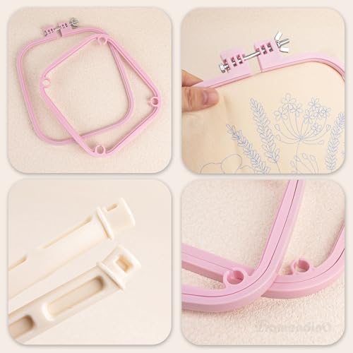 Framendino, Double Layer Embroidery Stand Hoop Hoops Frame for Sewing Craft Projects Purple - color: Purple