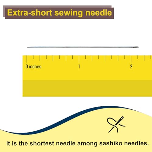 MISUYA CHUBE Sashiko Needles Set of 5, Japanese Embroidery Hand Sewing Needles, Large Eye, Durable Steel, Smooth Stitching, Made in Japan (2.14 Inches) - size: 2.14 Inches