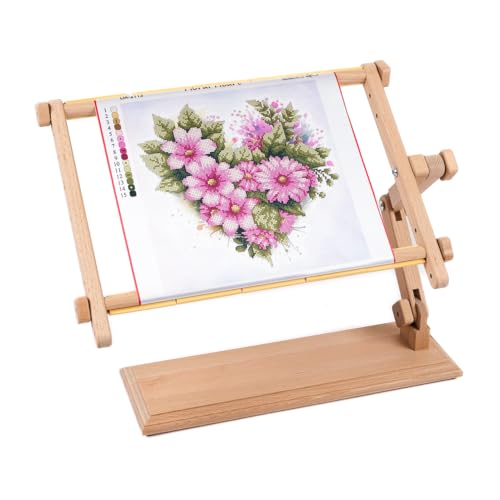 Needlework Table Hands-Free Stand Penguin with Adjustable Frame Tapestry Cross Stitch Embroidery Frame Holder (Beige, 25x32 cm (9.8" х 12.5")) - size: 25x32 cm (9.8" х 12.5")