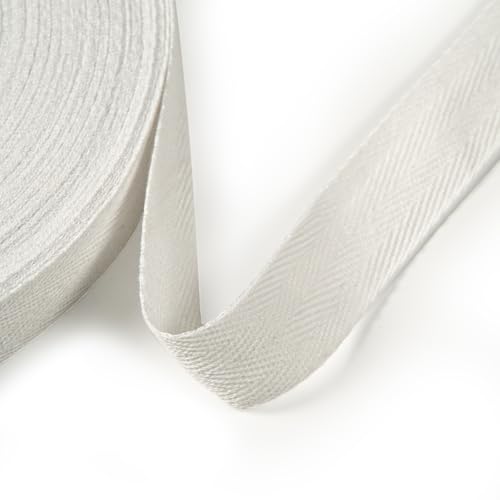 Cotton Twill Tape Ribbon 1 Inch Wide Tape Herringbone Webbing Roll Bias Binding Tapes for Sewing and DIY Crafts, Natural (Beige, 1 Inch, 10 Yards) - color: Beige, size: 1 Inch, 10 Yards