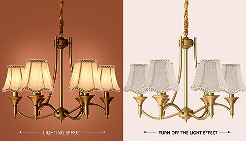 Fuloon Small Clip on Chandelier Lamp Shades, 6 Pack, Sand Beige - color: Sand Beige, size: 6 Pack