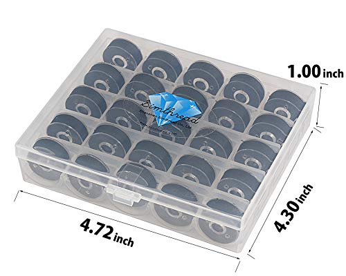 Simthread 25pcs Size L SA155 60WT Prewound Bobbin Thread - Black - color: 60wt 25Black