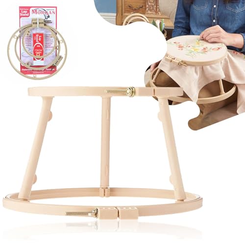 Morgan Embroidery Hoop Lap Stand | 7"/10"/14" No-Slip Portable Embroidery Hoop Holder | Lightweight Circle Design for Sewing Crafters Punch Needle Cross Stitch, Needlepoint, Arts & Craft | Made in USA - size: 7-10-14 inches