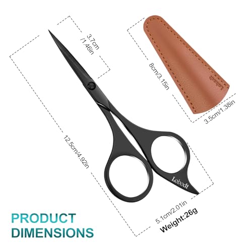 Pro Beard Scissors, 4.9", Stainless Steel, Pointed, Black - color: Black