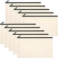 Phicorn Blank Canvas Zipper Pouches, 10-Pack, 8.2 x 5 in, Lined
