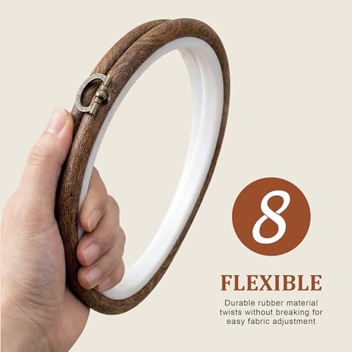 Dllxumm 3 Pcs 4 Inch Round Embroidery Hoops Display Frame, Circle Cross Stitch Hoop Ring Imitated Wood Embroidery Ornament for Craft Sewing Hanging DIY Halloween Christmas Gifts