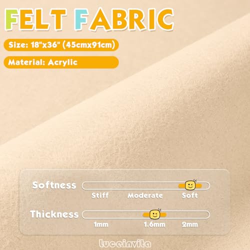 Light Apricot 18" X 36" Felt Fabric Sheet - 1.6mm Thickness - color: Light Apricot, size: 18" x 36"